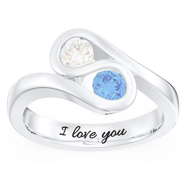 Swirl 2 Stones Promise Ring